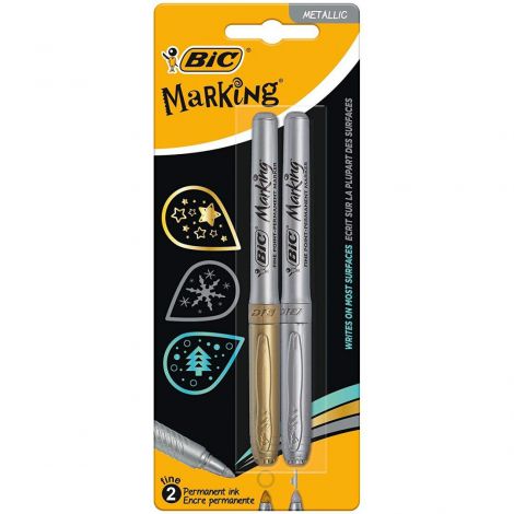 Markery permanentne Bic Marking 1.8mm, Złoty+Srebrny